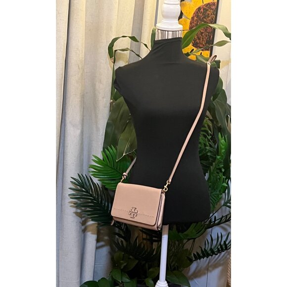 AUTHENTIC TORY BURCH NUDE MCGRAW SHOULDER/CROSSBODY HANDBAG - Picture 9 of 10